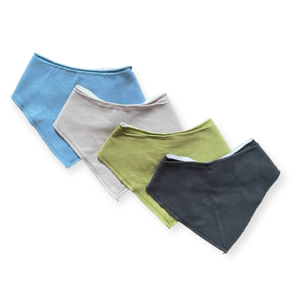 4 Pack Bandanna Bibs Blue Green Grey Infant Baby